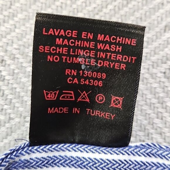 Jared Lang After Hours Shirt Men's XL Blue Cotton Herringbone Slim Fit Button-Up - Picture 8 of 16